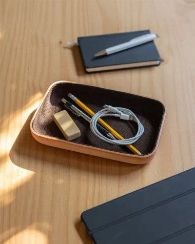 Graf & Lantz Graf Lantz Kawabon Leather/merino Wool Large Tray In Brown