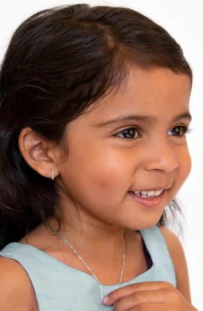 Tiny Blessings Sterling Silver 9mm Timeless Pave Huggie Hoop Earrings In White