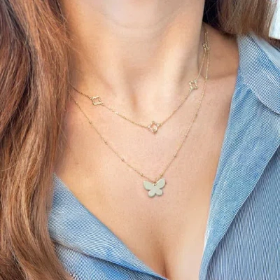 The Lovery Fine Jewelry Gold Single Butterfly Bead Necklace In Gold