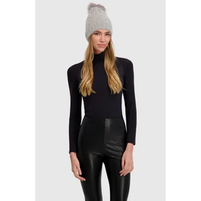 Lyla Grant Beanie With Fur-free Fox (faux Fur) Pompom In Gray