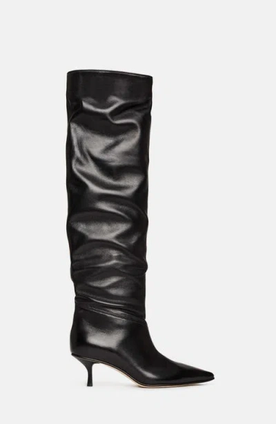 Scarosso Barbara Pointed-toe Ruched Boots In Black