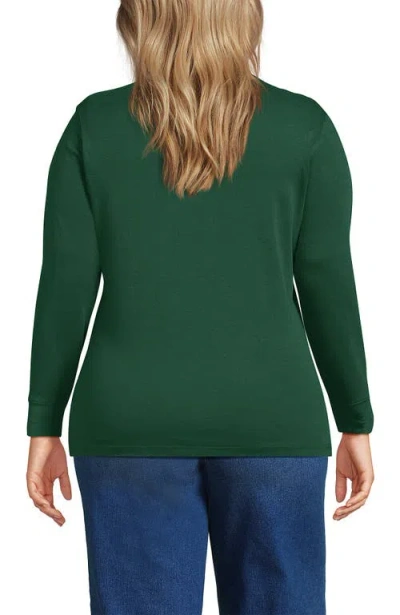 Lands' End Plus Size Relaxed Cotton Long Sleeve Mock Turtleneck In Green