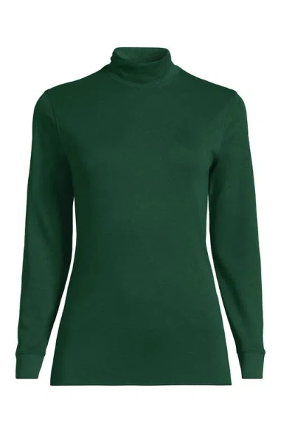 Lands' End Plus Size Relaxed Cotton Long Sleeve Mock Turtleneck In Green
