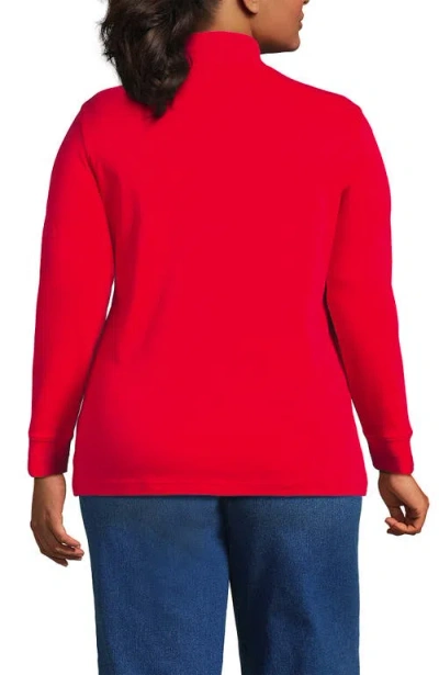 Lands' End Plus Size Relaxed Cotton Long Sleeve Mock Turtleneck In Red