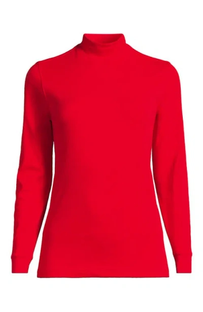 Lands' End Plus Size Relaxed Cotton Long Sleeve Mock Turtleneck In Red