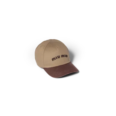 Miu Miu Drill Baseball Cap In Brown