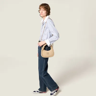Miu Miu Wander Shearling Bag In Brown