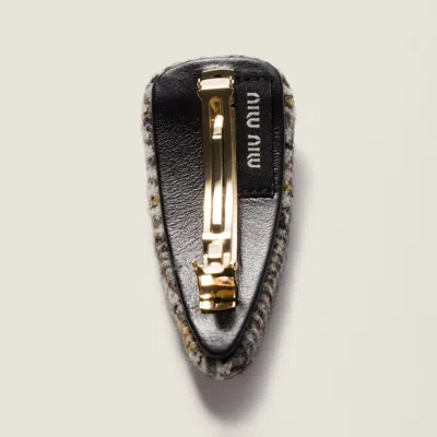 Miu Miu Prince-of-wales Fabric Hair Clip In Multi