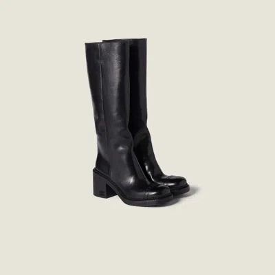 Miu Miu Leather Boots In Animal Print