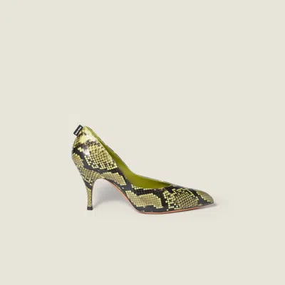 Miu Miu Python-print Ayers Leather Pumps In Green