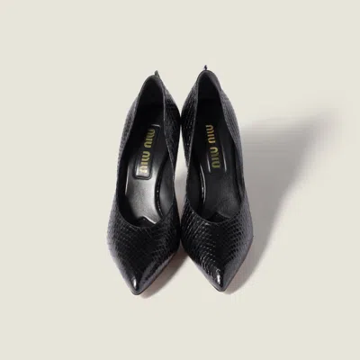 Miu Miu Ayers Leather Pumps In Black