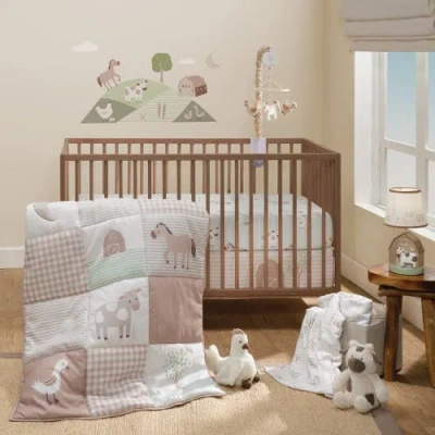 Bedtime Originals Farmyard Friends 3-piece Infant Baby Nursery Crib Bedding Set In Brown