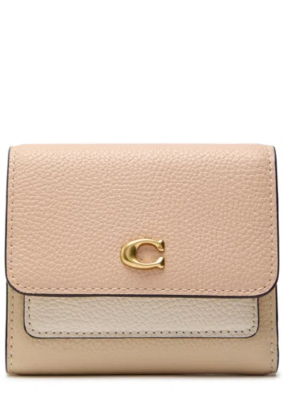 Coach Colour-block Pebbled Leather Wallet In Neutral