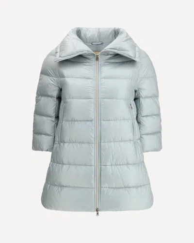 Herno Cleofe High Neck Crop-sleeved Coat In Blue