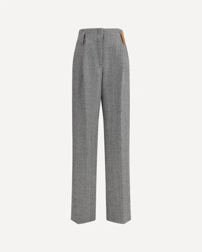 Forte Forte Forte_forte High-waisted Wool Trousers With Chevron Pattern In Gray