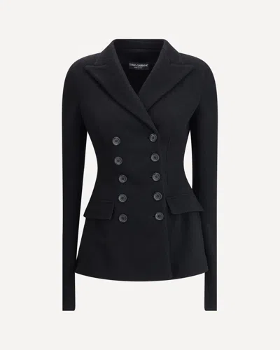 Dolce & Gabbana Tailored Wool Double-breasted Jacket In Black