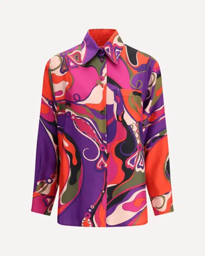 Pucci Silk Shirt With Abstract Print In Multi