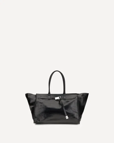 Benedetta Bruzziches Glossy Finish Shoulder Bag With Front Strap In Black