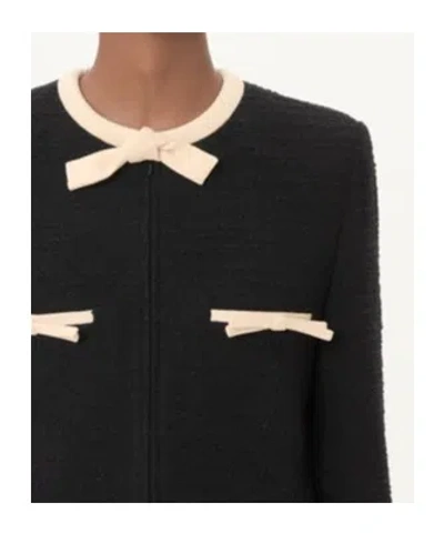 Valentino Garavani Short Wool Tweed Jacket With Bows In Animal Print