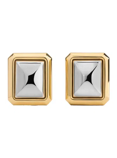 Jacquemus Les Pendants Carre Metallic Earings With Rear Closure And Square Design In Brass Woman In Brown