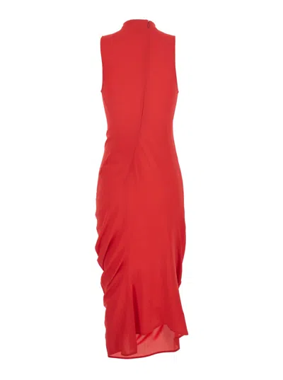 Jacquemus Red High Neck Sleeveless Midi Dress In Red