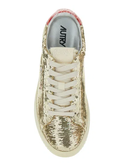 Autry Low-top Sequin Lace-up Shoes In Silver