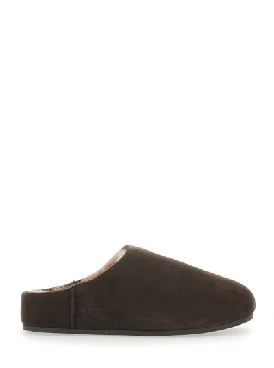 Ugg Elea Brown Mules With Logo Lettering On The Side And Shearling Lining In Suede Woman In Brown
