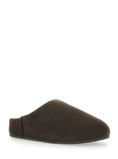 Ugg Elea Brown Mules With Logo Lettering On The Side And Shearling Lining In Suede Woman In Brown