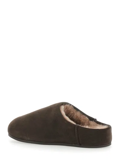 Ugg Elea Brown Mules With Logo Lettering On The Side And Shearling Lining In Suede Woman In Brown