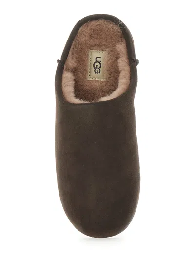 Ugg Elea Brown Mules With Logo Lettering On The Side And Shearling Lining In Suede Woman In Brown