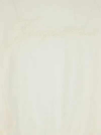 Jacquemus White Crew Neck Sweater With Back Logo In Merino Wool Woman In Multi