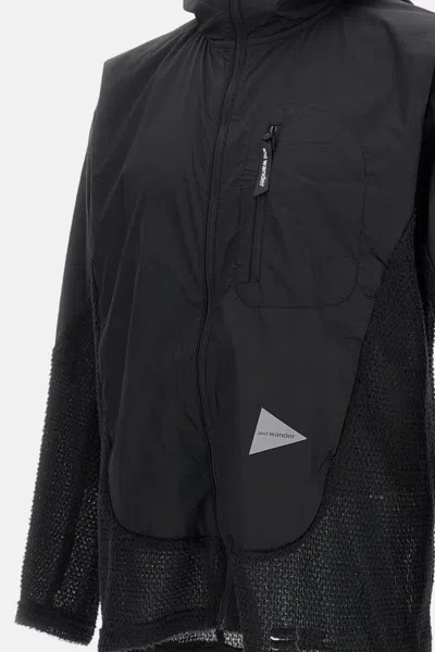 And Wander Mesh-panel Hooded Jacket In Black