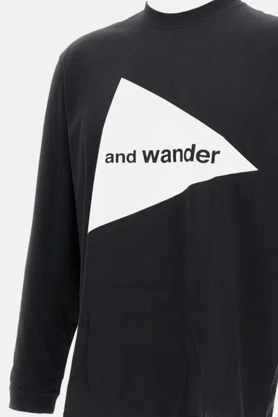 And Wander Logo-print Long-sleeve T-shirt In Black