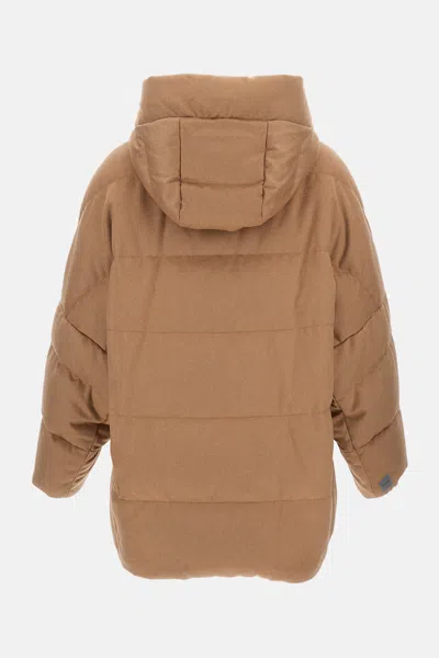 Max Mara The Cube Camel Brown Camel Wool Desiderio Padded Jacket In Brown