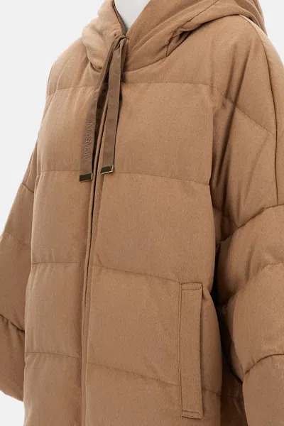 Max Mara The Cube Camel Brown Camel Wool Desiderio Padded Jacket In Brown