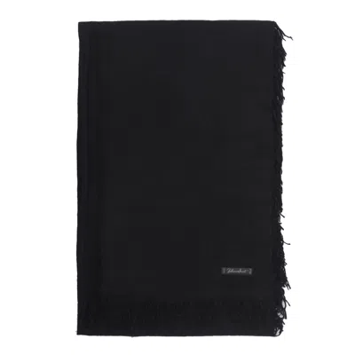 Faliero Sarti Rectangular Scarf Fringed Edges In Black