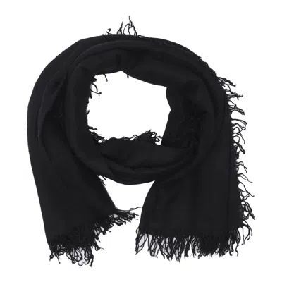 Faliero Sarti Rectangular Scarf Fringed Edges In Black