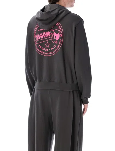 Magliano Graphic Print Hooded Fleece In Gray