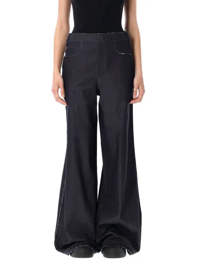 Marni Stretch Cotton Wide Leg Jeans In Black