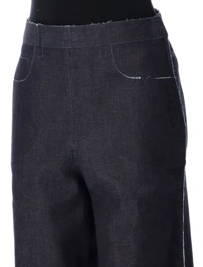 Marni Stretch Cotton Wide Leg Jeans In Black