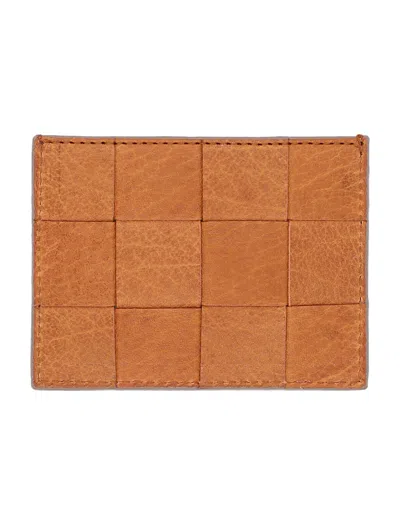Dragon Diffusion Check Pattern Leather Card Holder In Brown