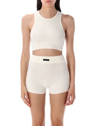 Fear Of God Cropped Top With Distinct Leather Detail In White