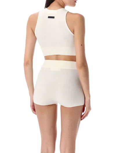 Fear Of God Cropped Top With Distinct Leather Detail In White