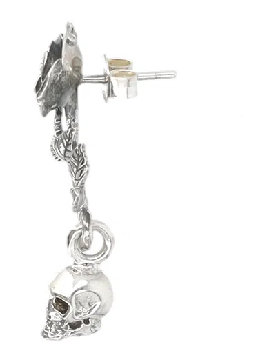Emanuele Bicocchi Rose And Skull Earring In Metallic