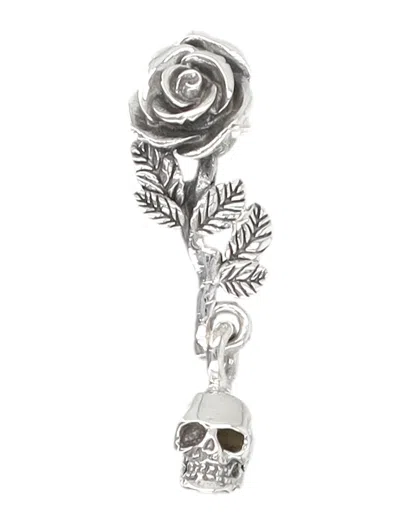 Emanuele Bicocchi Rose And Skull Earring In Silver