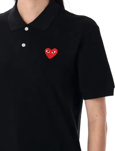 Comme Des Garçons Play Heart Polo Knit Short Sleeves In Black