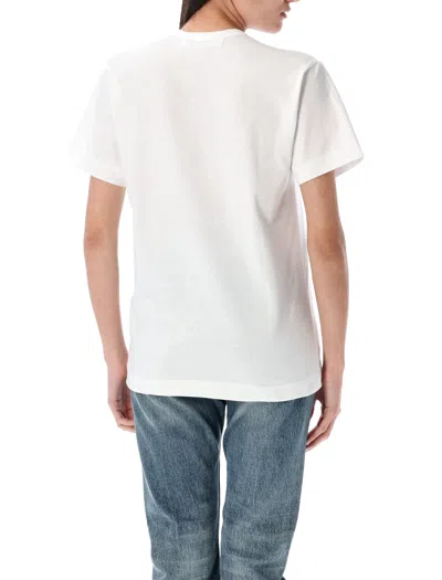 Comme Des Garçons Play White Cotton T-shirt With Crystal Heart In White