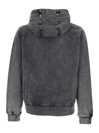 Diesel Grey Hoodie With All-over Faded Effect In Cotton Man In Animal Print