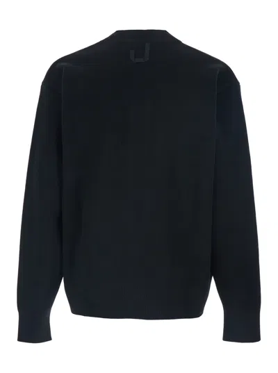 Jacquemus Men Black V-neck Cardigan With J Logo On The Back In Wool Man