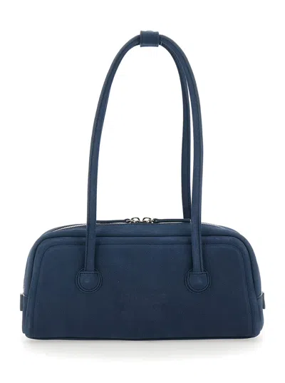 Margesherwood Soft Boston Leather Shoulder Bag In Blue
